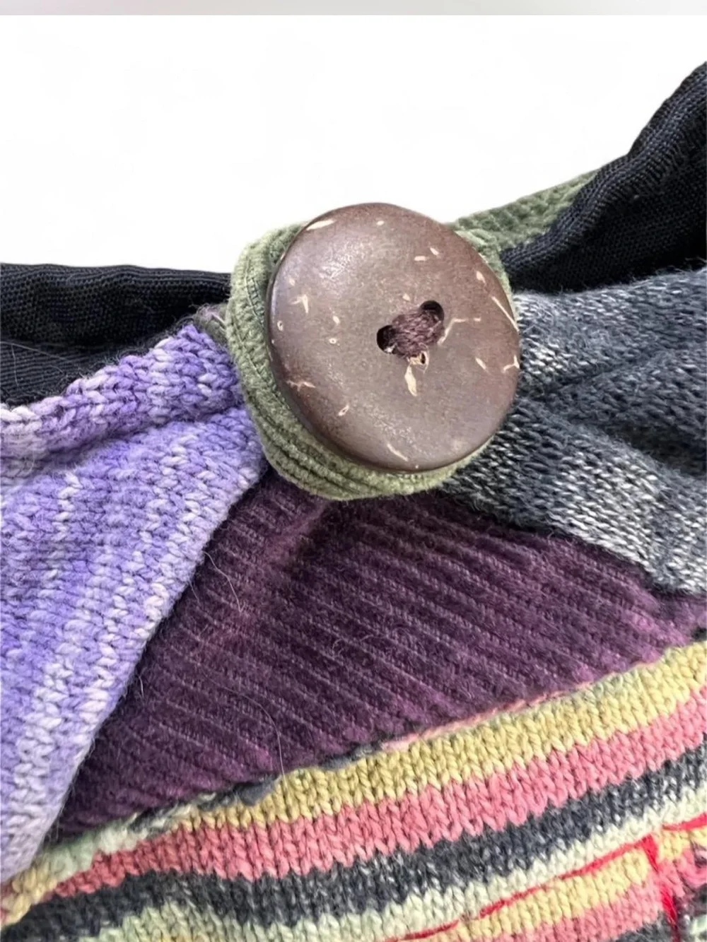 Kathmandu Imports Boho Corduroy Patchwork Peace Sign Slouchy Hobo Crossbody Bag